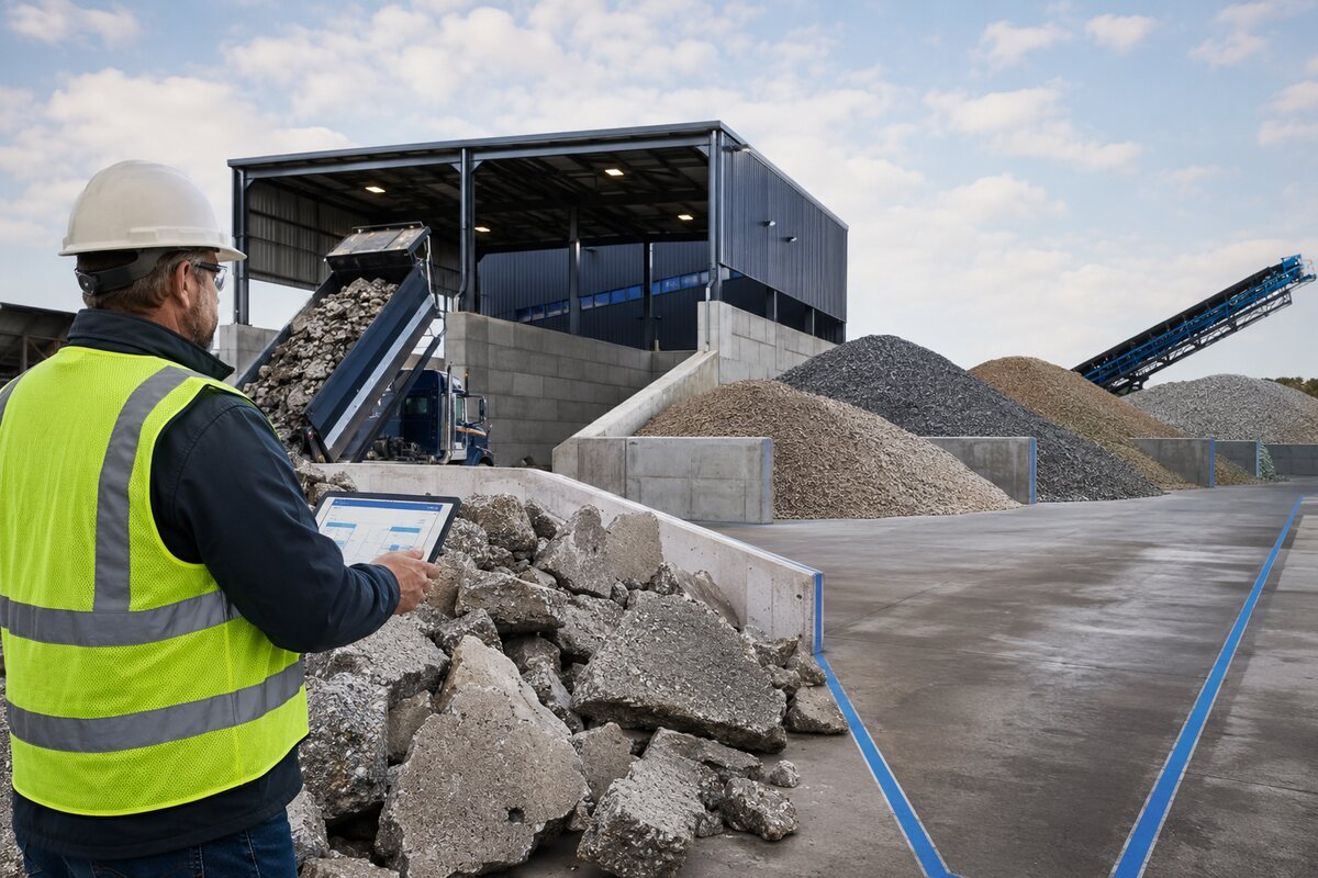 Facility manager defining a material-recovery opportunity at an organized recycling yard.
